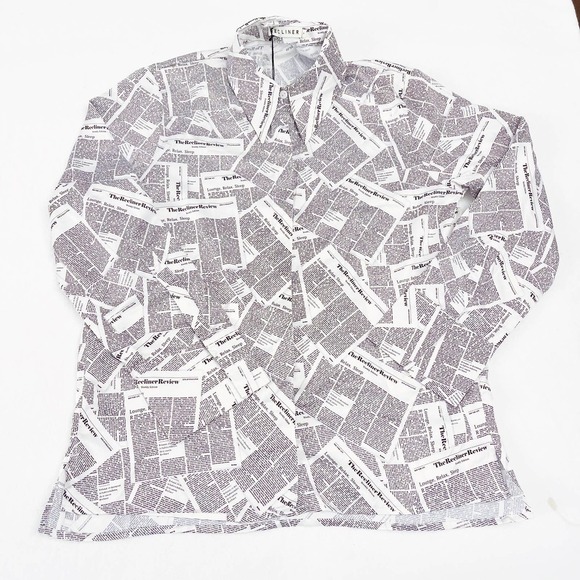 Recliner Newspaper Print Magazine Pajama Top SZ S - Picture 10 of 11